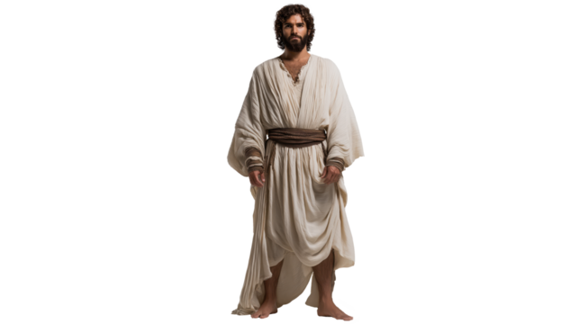 Prophet Hosea full body on transparent background. Biblical Old Testament figure in modest robe, isolated PNG for Christian artwork, teaching, and design use.