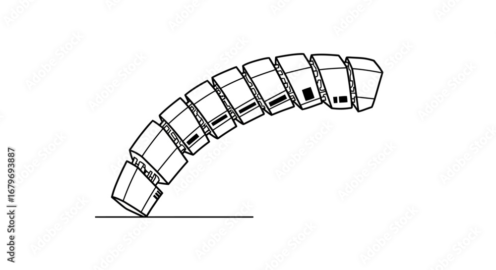 Poster tumbling blocks in motion with simple outline design