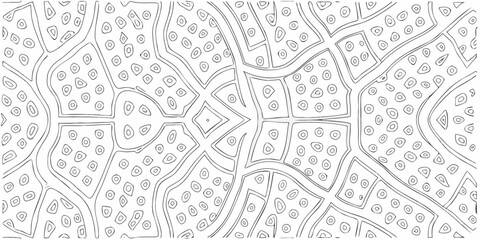 Obraz premium Abstract organic pattern with repeating circles and irregular shapes in black and white outline