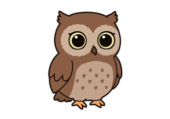 Fototapeta premium Cute Cartoon Owl Illustration on White Background.