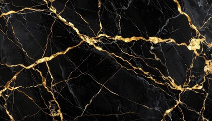 Luxurious Black Marble with Gold Veins Texture