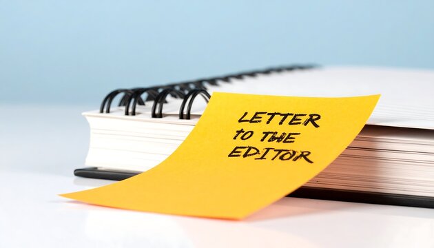 Yellow sticky note with text "Letter to the Editor" on a notepad