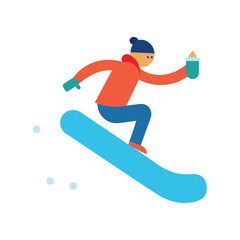 Fototapeta premium Flat Color Snowboard Halfpipe with Snow Spray 