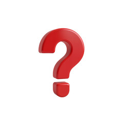 Bold 3d rendered red question mark symbol isolated for graphic design