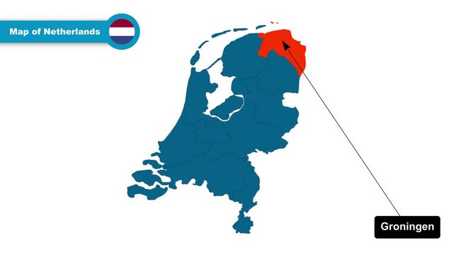 Groningen Map Video, Netherlands map, Political Map of Netherlands, with all states, national flag and borders, travel, education, geography, and global studies.