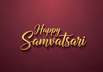 Elegant happy Samvatsari greeting design on maroon background for festive celebrations
