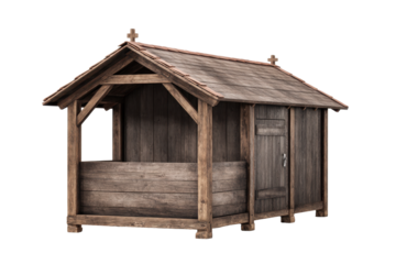 Wooden Church Stable on Transparent Background