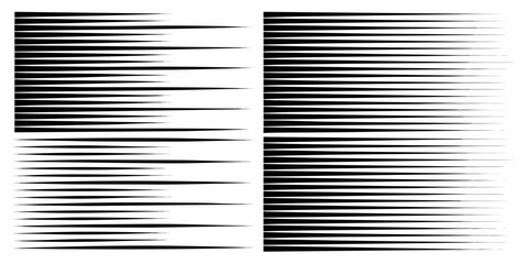 Abstract graphic design element with parallel black lines of varying thickness and tapering shapes on white background