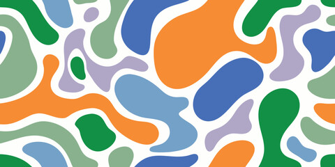 Abstract organic shapes pattern in pastel colors with white background