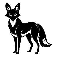 Dhole Silhouette Vector – Minimal Wildlife Illustration on White Background