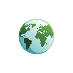 Fototapeta premium Stylized green and blue world globe illustration representing planet Earth and global connection
