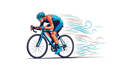 Naklejka premium Cyclist in Motion, Dynamic Illustration of a Road Bike Athlete, Speed and Endurance