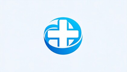 Obraz premium Blue Globe with White Cross Symbolizing Healthcare and Technology.