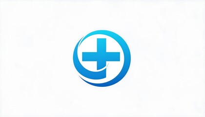 Fototapeta premium Blue Medical Cross Inside a Circular Swirl Symbol.