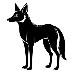 Wild Dhole Black Silhouette Vector Illustration – Simple White Background Design