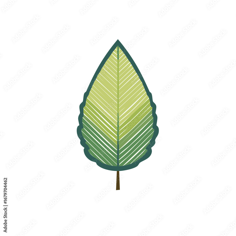 Poster simple green leaf graphic icon with textured lines and color gradient vector illustration