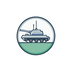 Fototapeta premium Illustration of a Tank within a Circular Frame: Vector Military Symbol