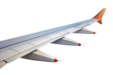 Airplane wing isolated on transparent background showcasing its aerodynamic design and engineering for safe and efficient air travel