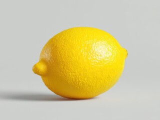 Single Zesty Yellow Lemon, Textured Peel, Soft Shadow, Minimalist Grey Background.