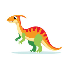 Fototapeta premium Vibrant Cartoon Parasaurolophus Dinosaur Illustration with Friendly Expression