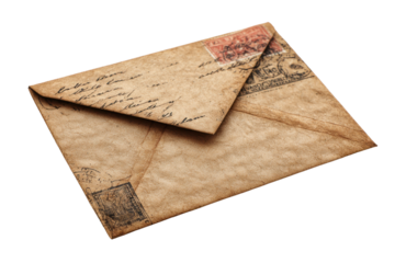 Vintage Civil War Letter Envelope on Transparent Background