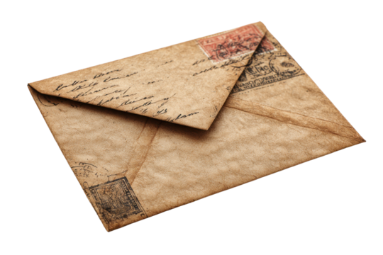 Vintage Civil War Letter Envelope on Transparent Background