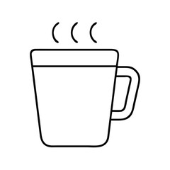 Vector art of minimalist line drawing of a mug with steam, perfect for representing a hot drink in a simple way