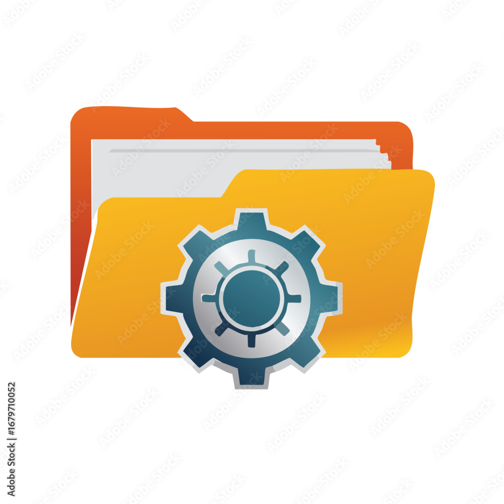 Poster folder with gear icon representing settings or management of documents and files