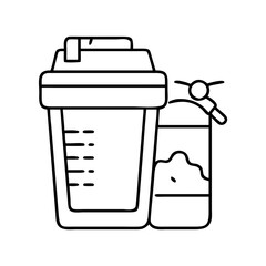 Vector art of line art illustration of protein shaker and supplement, ideal for fitness and nutrition content