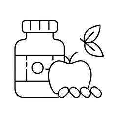 Vector art of vitamin supplement bottle icon vector illustration for health, nutrition, medicine, organic and natural concept