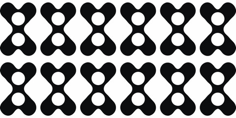 Fototapeta premium Abstract black and white geometric pattern with repeating bone shapes and circles
