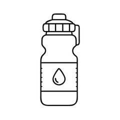Vector art of line art illustration of a sport water bottle with a drop symbol on the label for fitness and hydration
