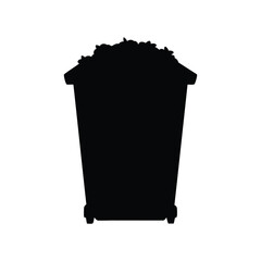 Silhouette of a overflowing trash bin container isolated on a white background, compost bin silhouette vector illustration