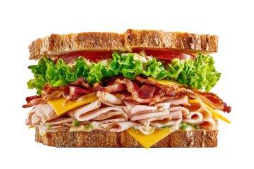Classic Club Sandwich on Transparent Background