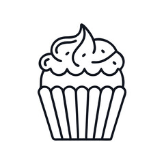 Minimalist cupcake illustration with frosting and sprinkles, a delightful confectionery treat, cupcake with frosting icon vector illustration