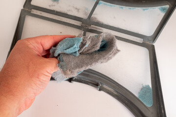 Cleaning a dryer's lint filter, a crucial component for catching lint and debris during the drying...