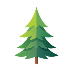 Obraz premium Stylized Evergreen Tree Graphic with Green Gradient and Brown Trunk for Holiday Decorations