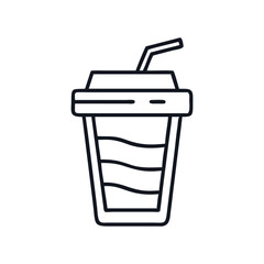 Minimalist illustration of a beverage in a takeaway cup with a straw, drinking straw icon vector illustration