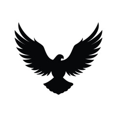 Majestic black silhouette of an eagle soaring against a white background, eagle wings flying silhouette vector illustration