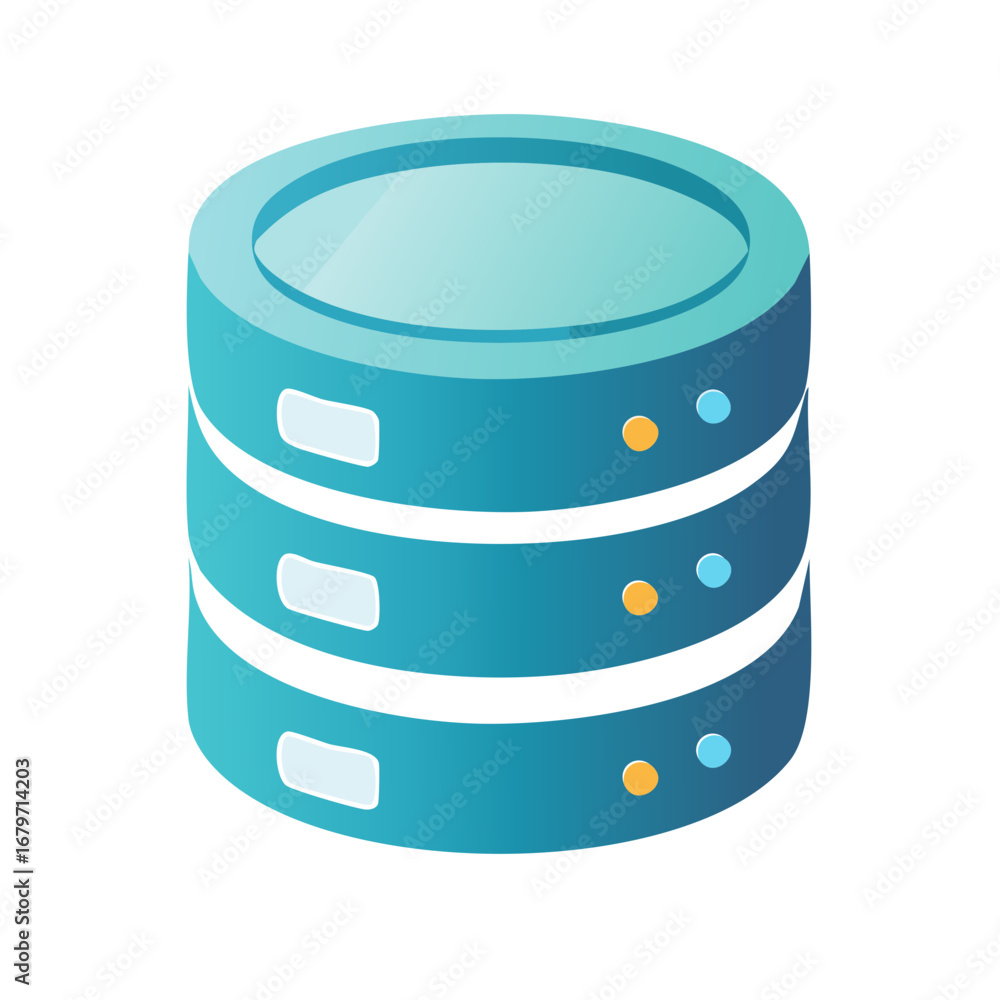 Poster modern technology database server stack icon in isometric view with blue gradient