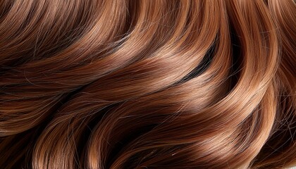 Naklejka premium close up of smooth wavy brown hair texture with shiny highlights