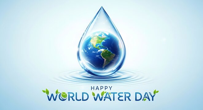 Earth enclosed in water drop for world water day celebration and environmental awareness