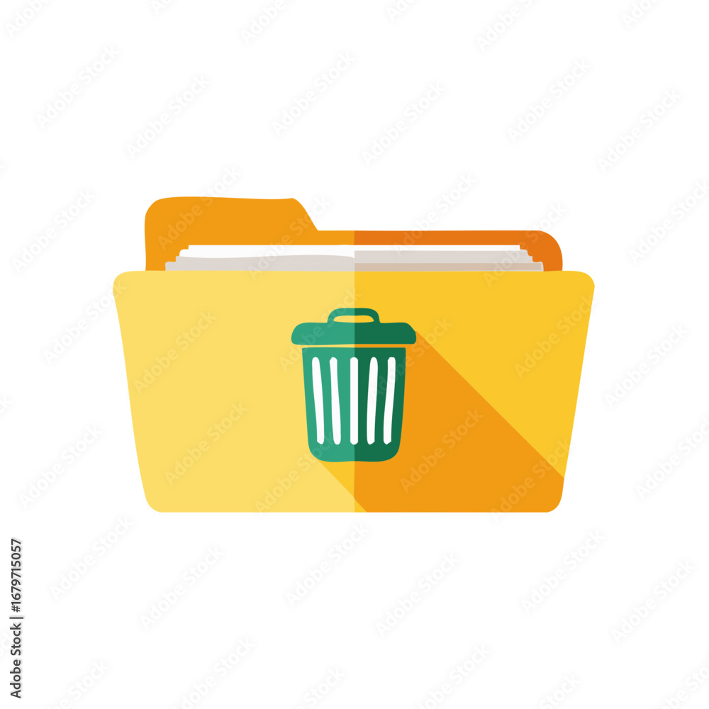 Aufkleber yellow file folder with trash can icon symbol for delete or discard concept