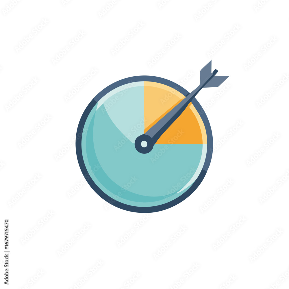 Poster dart hits center of circular target with two color segments, representing success and goals
