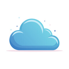 Fototapeta premium Stylized Blue Cloud Illustration with Stars, Modern Flat Design, Weather Element
