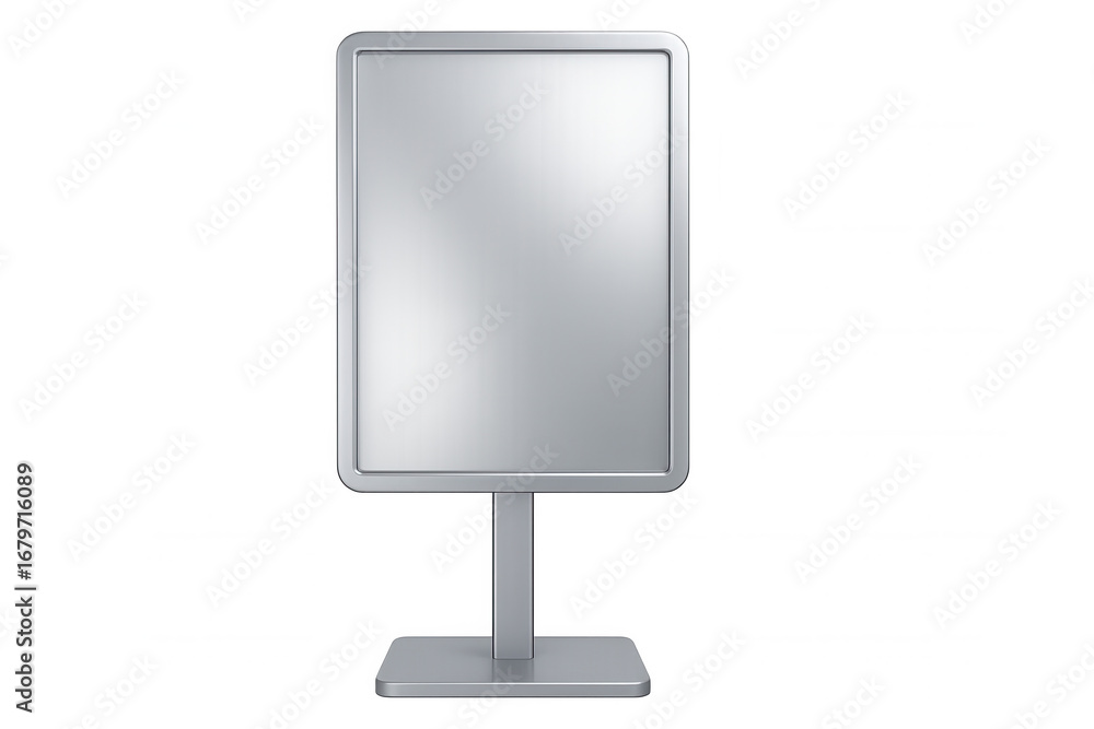 Poster silver blank display stand showing with transparent background, ideal for showcasing your design