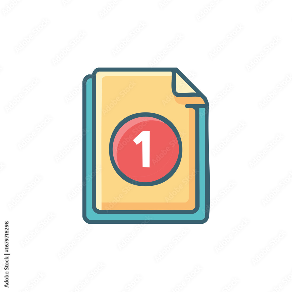 Poster stack of documents with number one, unread message notification
