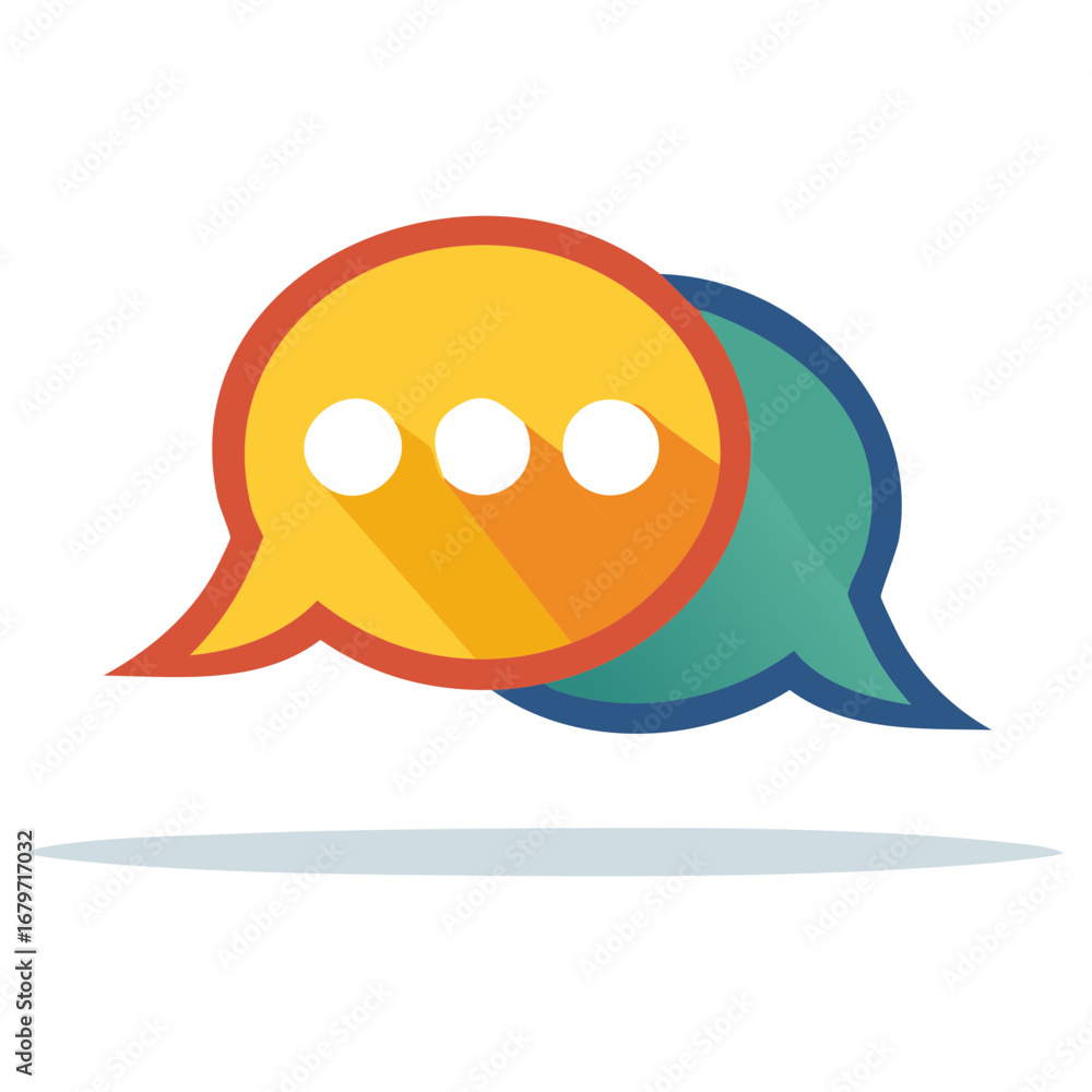 Aufkleber overlapping colorful chat bubbles with ellipsis for online communication and dialogue