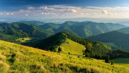 Fototapeta premium hiking to peak tri koruny or trzy korony during day pieniny national park in poland view from the lookout at the top