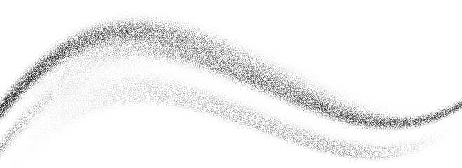Gradient grainy texture wave. Black stippled curve line background. Undulate smooth sand backdrop with speckles, particles, granules. Grunge noise dotted wallpaper for banner, poster, brochure. Vector © vika_k